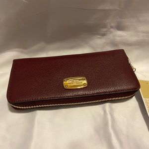 Michael Kors Merlot Travel Zip Around Wallet